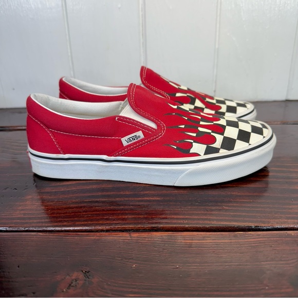 Vans Classic Slip-On Flame Checkerboard Shoes – Women’s 8 / Men’s 6.5 - Picture 4 of 8